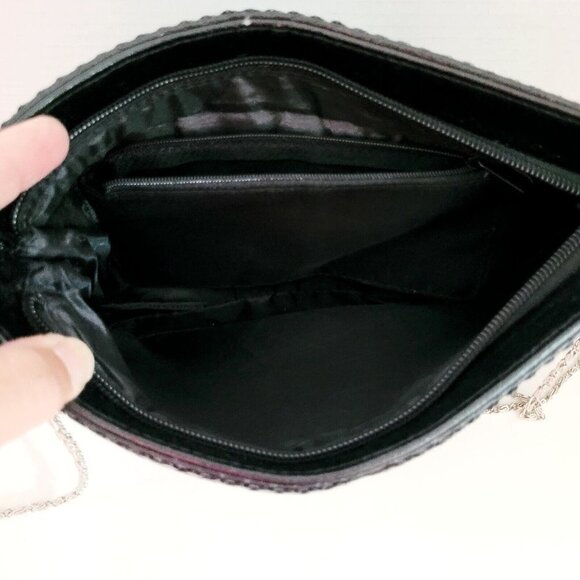 Vintage Black Mesh Silvertone Chain Purse Crossbody Clutch Evening Bag Handbag - Picture 12 of 12